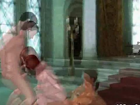 Yummy 3d animation redhead honey gets double teamed